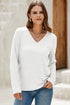 V-Neck Long Sleeve Relaxed Fit Pullover Top
